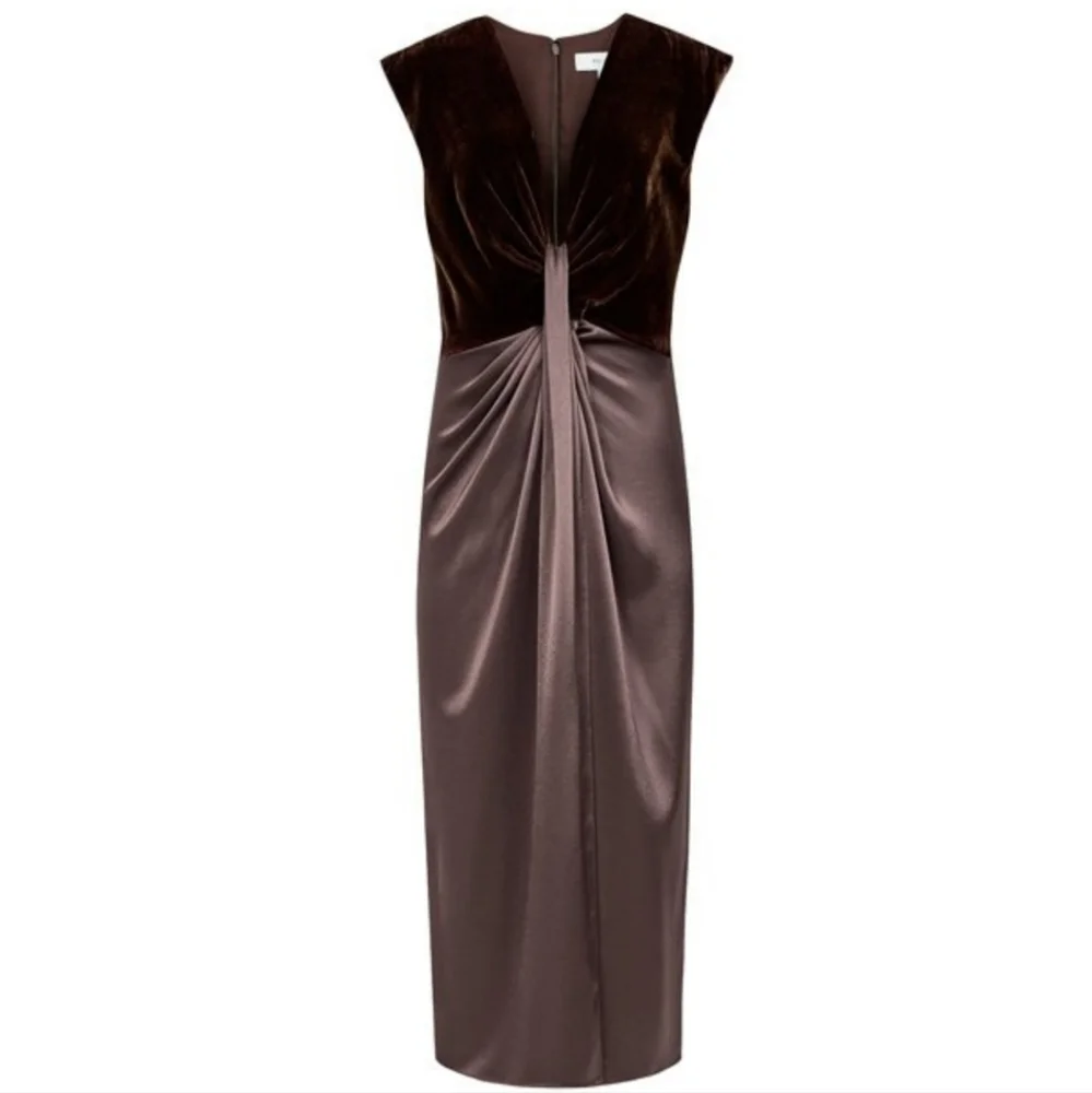 NWT REISS | Velvet & Satin Midi Dress - Picture 7 of 8